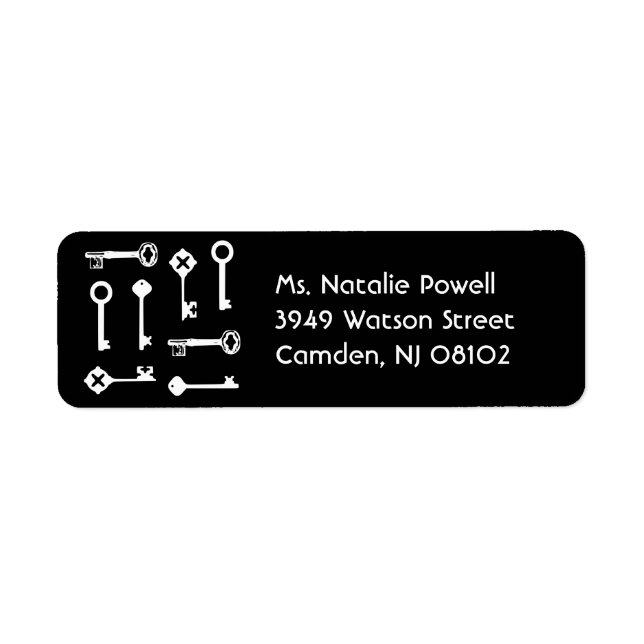 Black KEYS Return Label Return Address Label (Front)