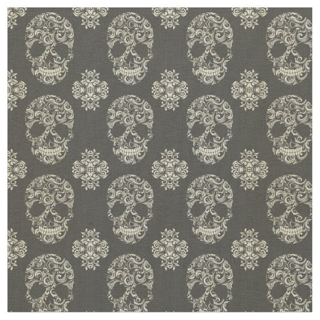 black,khaki,sugar skull,halloween,pattern,damasks, fabric (Close Up)