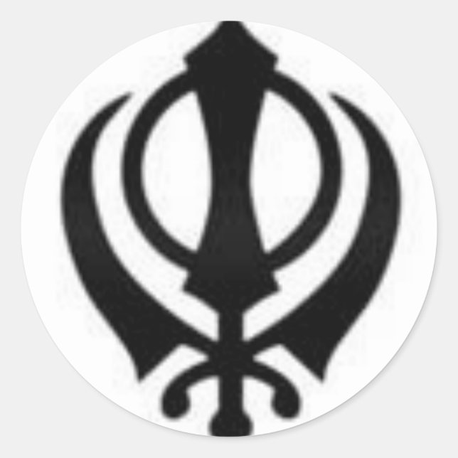 Black Khanda Classic Round Sticker (Front)