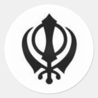 Black Khanda Classic Round Sticker