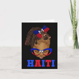 Black Kid Afro Messy Bun Haitian Girl Haiti Indepe Card