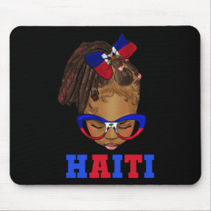 Black Kid Afro Messy Bun Haitian Girl Haiti Indepe Mouse Pad