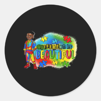 Black Kid Autism Different Is Beautiful Autism Awa Classic Round Sticker