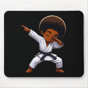 Black Kid Karate Funny Dabbing Afro Black Belt Boy Mouse Pad
