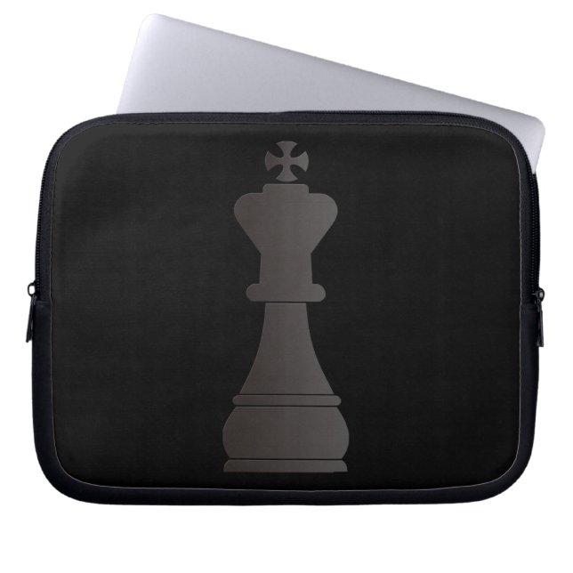 Black king chess piece laptop sleeve (Front)