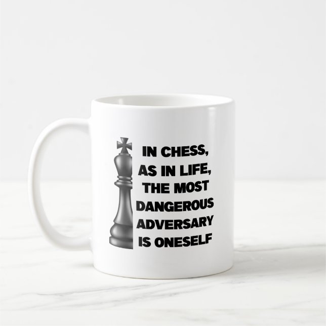 Black King Chess Piece Wisdom Power Strategy Coffee Mug (Left)