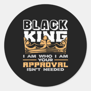 Black King Crown I Am Who I Am Black History Month Classic Round Sticker