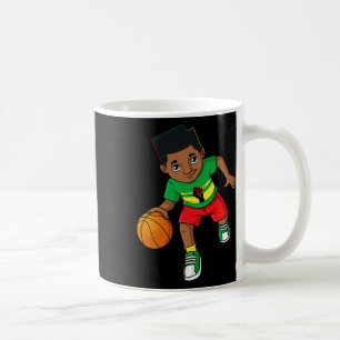 Black King Dribbling A Bysketbyll Brown Skin Boys Coffee Mug
