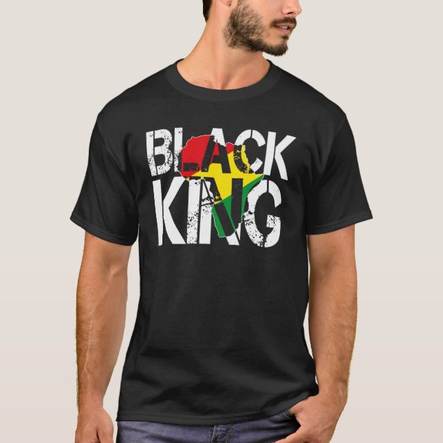 Black King For Boys Men History Month Africa Triba T-Shirt (Front)