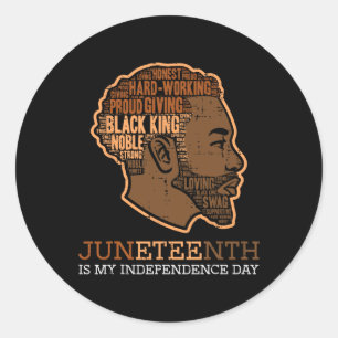 Black King Independence Day Melanin Dad Men Teens Classic Round Sticker