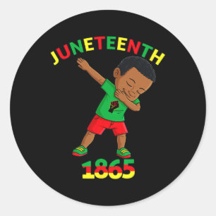 Black King Juneteenth Melanin Brown Skin Boys Classic Round Sticker