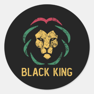 Black King Lion Black History Month Men And Junete Classic Round Sticker