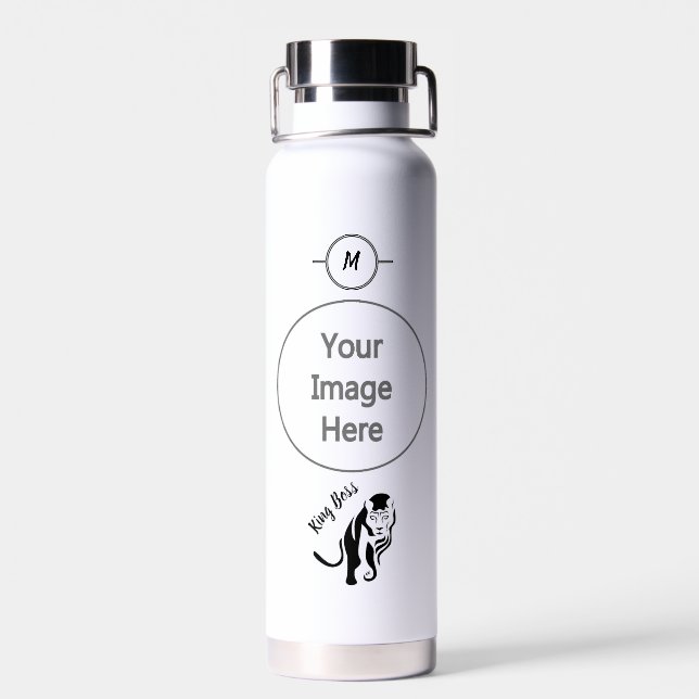 Black King Lion Leo Water Bottle (Back)