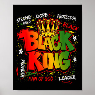 Black King Man Of God Strong Hero Black History Me Poster