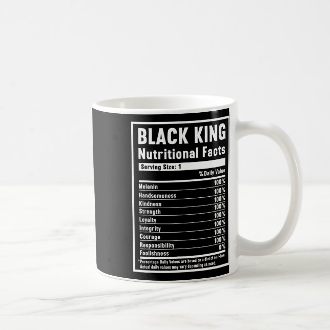 Black King Nutritional Facts African Black History Coffee Mug (Right)