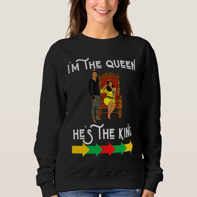 Black King Queen Husband Wife Boyfriend Girlfriend Sweatshirt (Front)