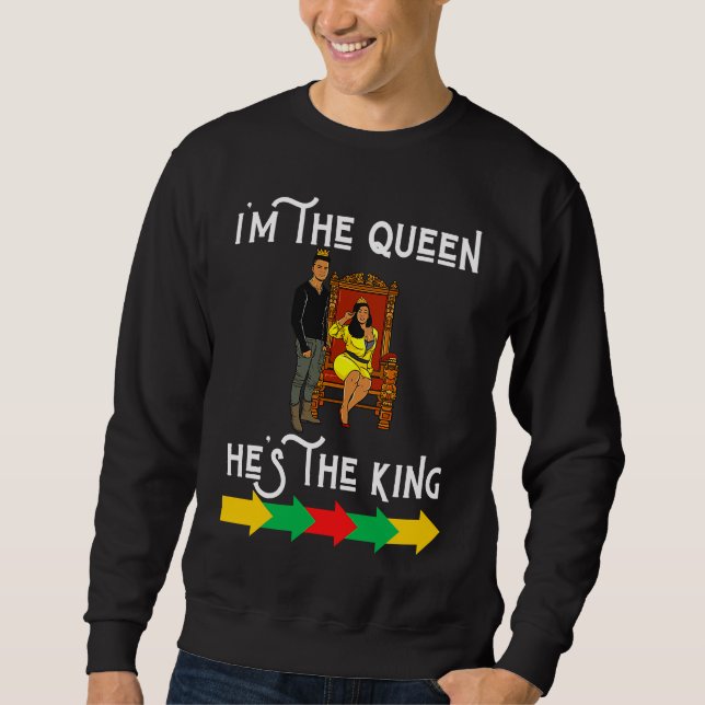 Black King Queen Husband Wife Boyfriend Girlfriend Sweatshirt (Front)