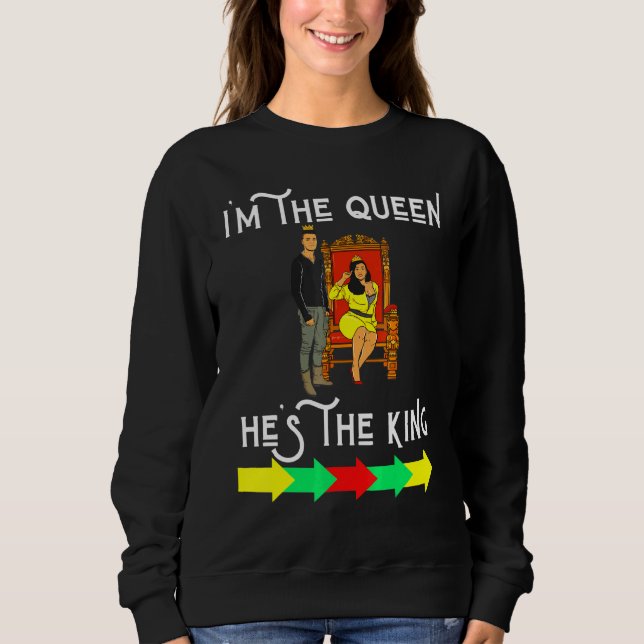 Black King Queen Husband Wife Boyfriend Girlfriend Sweatshirt (Front)