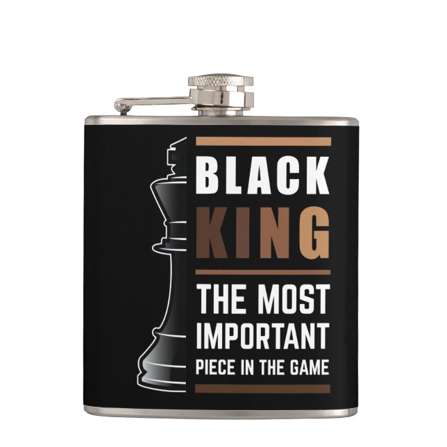 Black King The Most Important Piece In The Game 1 Hip Flask (Front)