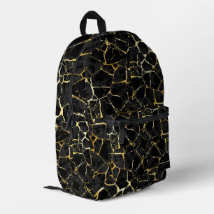 Black Kintsugi Gold Vein Printed Backpack