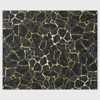 Black Kintsugi Gold Vein Wrapping Paper