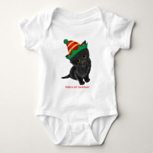 Black kitten baby's 1st Xmas personalized bodysuit