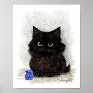Black Kitten Cartoon Poster