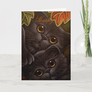 BLACK KITTEN CATS - THANKSGIVING Card