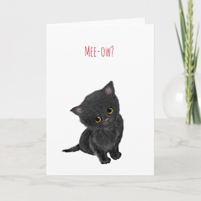Black kitten get well card (Front)
