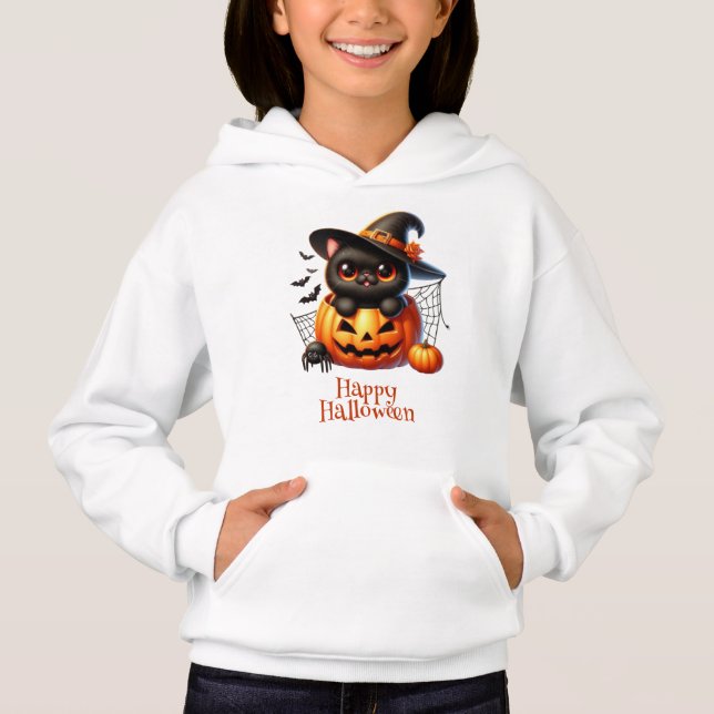 Black Kitten in a Halloween Pumpkin (Front)