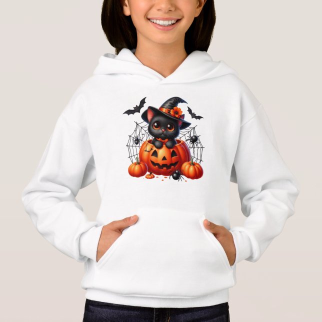 Black Kitten in a Halloween Pumpkin (Front)