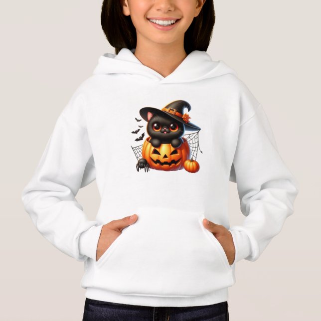 Black Kitten in a Halloween Pumpkin (Front)