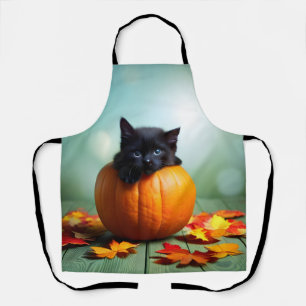 Black Kitten In A Pumpkin Apron