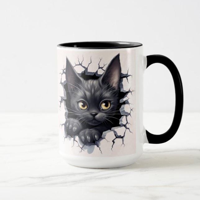 Black kitten in a wall mug (Right)