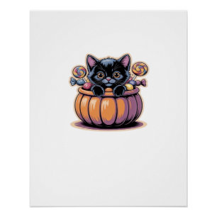 Black Kitten in Treat Bucket Classic T-Shirt Poster