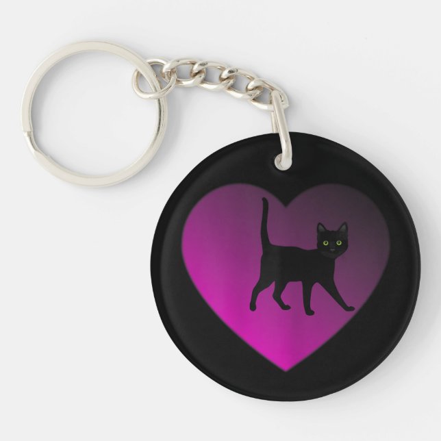 Black Kitten In Your Heart, Black Cat Key Ring (Front)