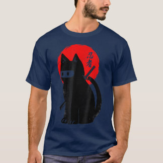 Black Kitten Ninja Cat Kitty Japanese Samurai Cat T-Shirt