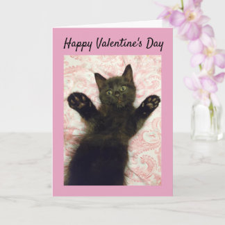 Black kitten Valentine's Day card