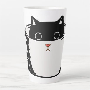 Black kitten with red nose hiding in a cup