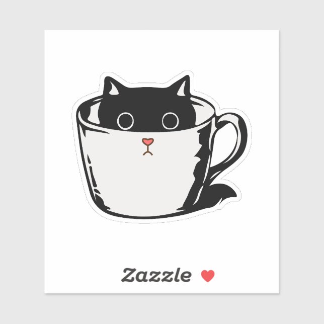Black kitten with red nose hiding in a cup (Sheet)