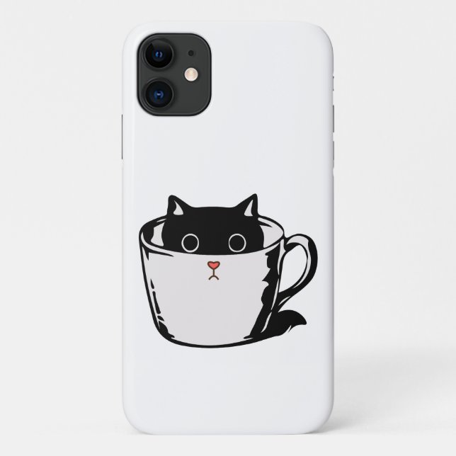 Black kitten with red nose hiding in a cup Case-Mate iPhone case (Back)