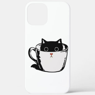 Black kitten with red nose hiding in a cup iPhone 12 pro max case