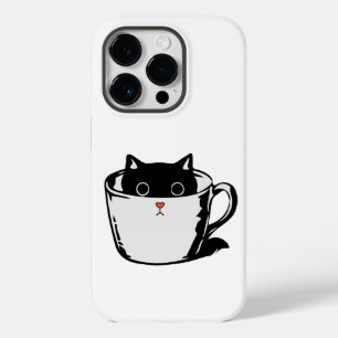 Black kitten with red nose hiding in a cup Case-Mate iPhone 14 pro case