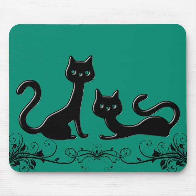 Black Kittens Cartoon IV Mousepad (Front)