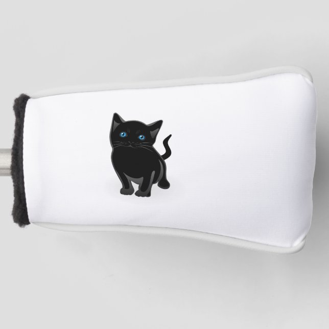 Black kitty cartoon golf head cover (Front)