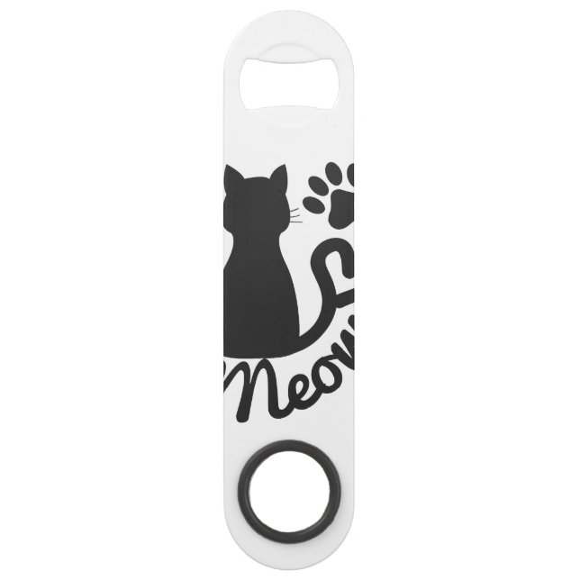 Black Kitty Cat and "Meow" Paw Print (Front)