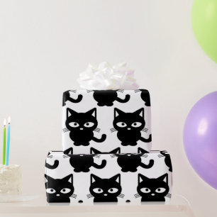 Black Kitty Cat Cute Halloween Wrapping Paper