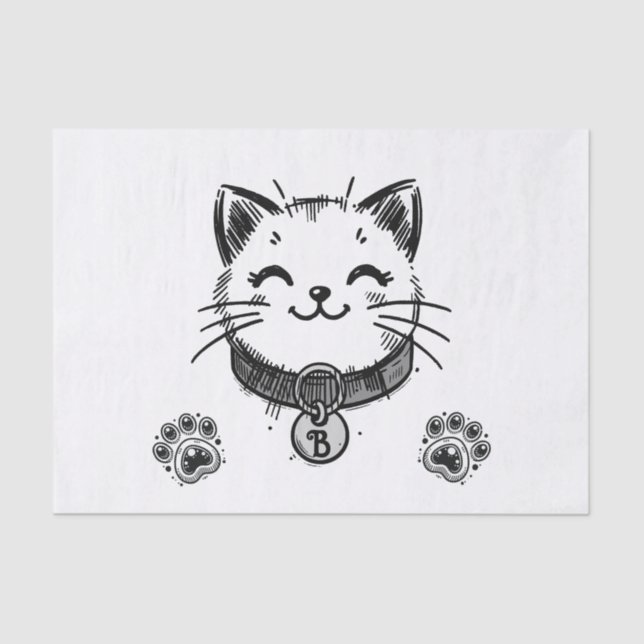 Black Kitty Cat Kitten Birthday Party  Tissue Paper (Front)