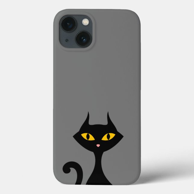 Black Kitty Cat with Grey Background  Case-Mate iPhone Case (Back)