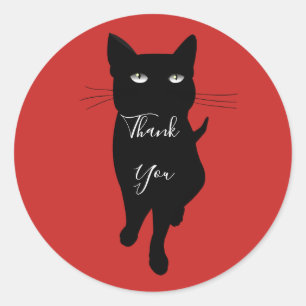Black kitty gothic cat thank you classic round sticker